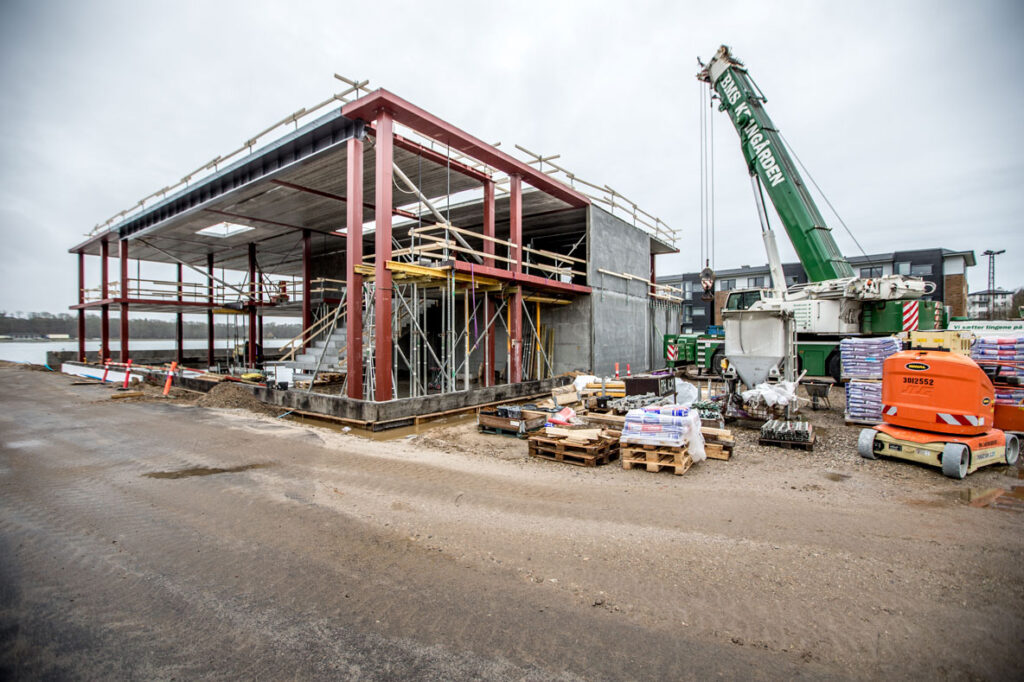 Byggeriet bag Klimatorium på havnen i Lemvig