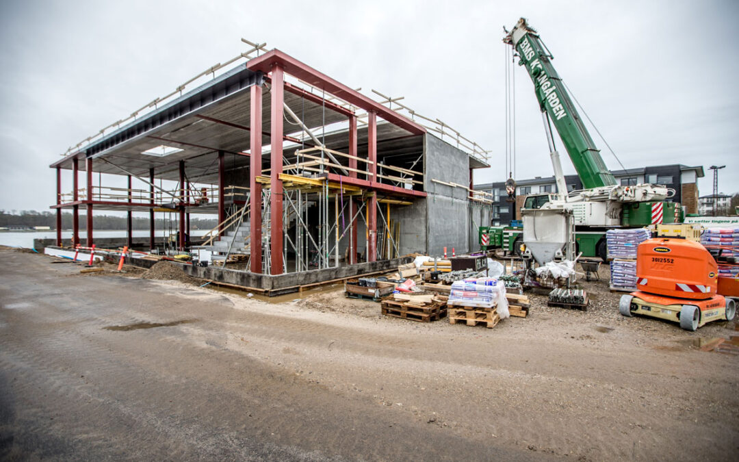 Byggeriet bag Klimatorium på havnen i Lemvig